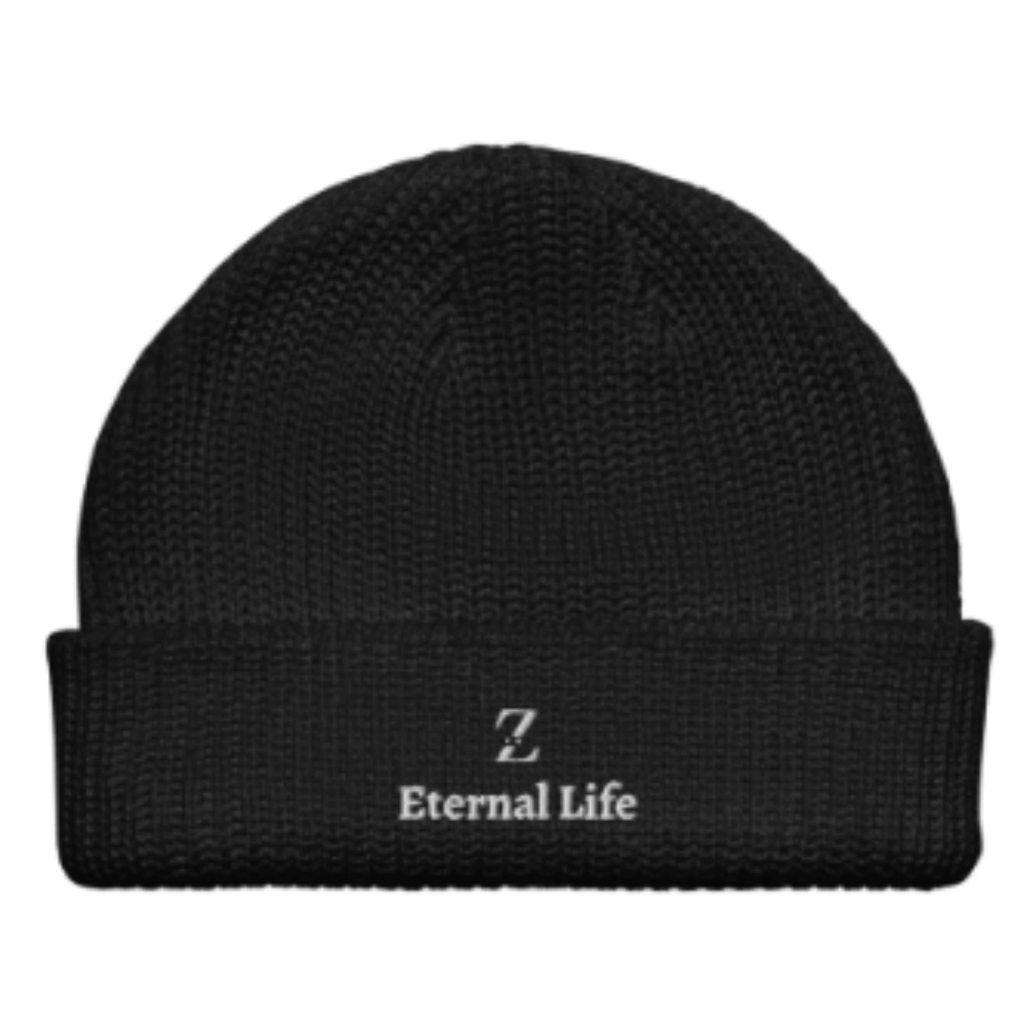 Warm knitted wool hat with letter embroidery, perfect for early spring style and comfort.